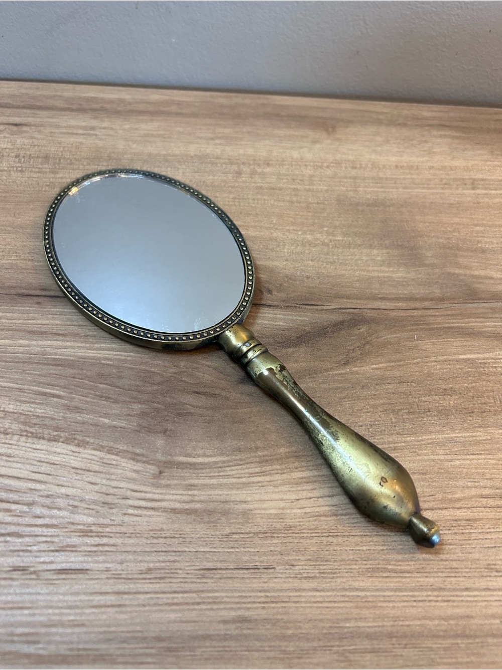 Vintage Brass Handheld Vanity Mirror - Gold Finish